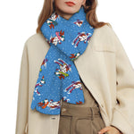 Skiing Dog Pattern Print Scarf