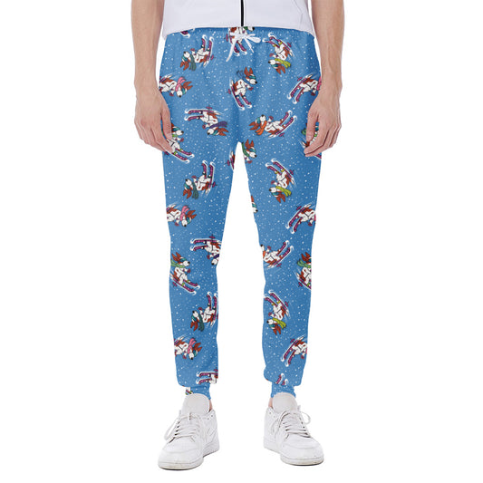 Skiing Dog Pattern Print Scuba Joggers