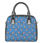Skiing Dog Pattern Print Shoulder Handbag