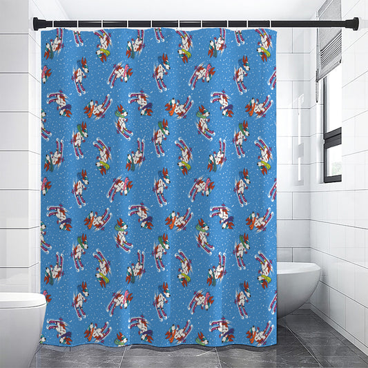 Skiing Dog Pattern Print Shower Curtain