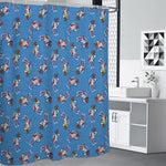 Skiing Dog Pattern Print Shower Curtain