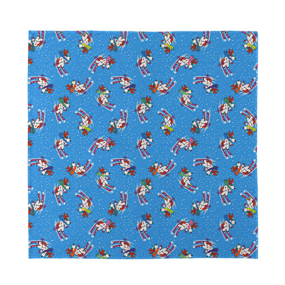 Skiing Dog Pattern Print Silk Bandana