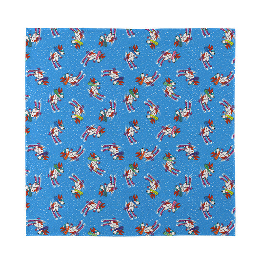 Skiing Dog Pattern Print Silk Bandana