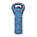 Skiing Dog Pattern Print Single Neoprene Wine Tote