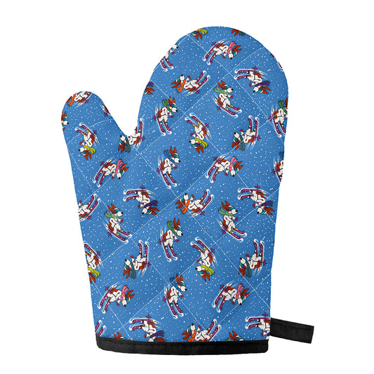 Skiing Dog Pattern Print Single Oven Mitt
