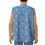 Skiing Dog Pattern Print Sleeveless Baseball Jersey