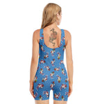 Skiing Dog Pattern Print Sleeveless One Piece Swimsuit