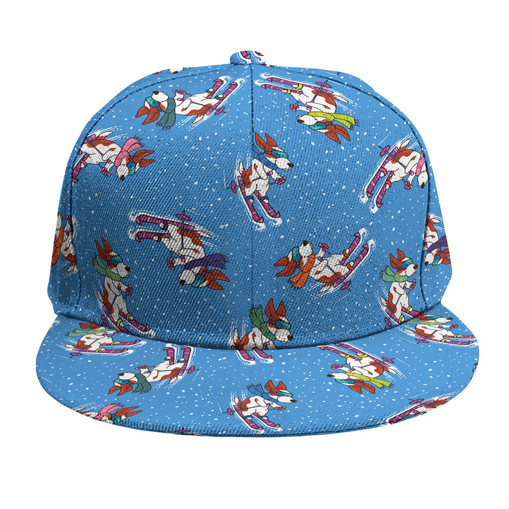 Skiing Dog Pattern Print Snapback Cap
