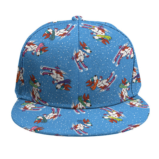 Skiing Dog Pattern Print Snapback Cap