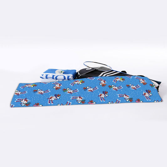 Skiing Dog Pattern Print Sports Towel
