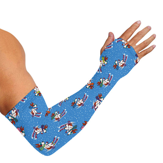 Skiing Dog Pattern Print Sun Protection Arm Sleeves