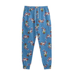 Skiing Dog Pattern Print Sweatpants