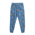 Skiing Dog Pattern Print Sweatpants