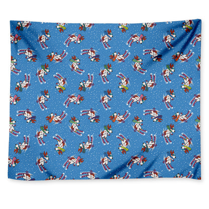 Skiing Dog Pattern Print Tapestry