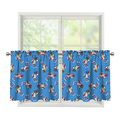 Skiing Dog Pattern Print Tier Curtains