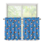 Skiing Dog Pattern Print Tier Curtains