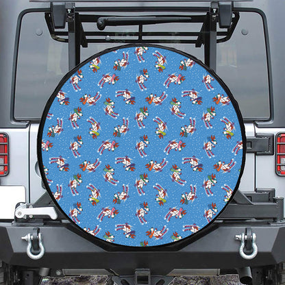 Skiing Dog Pattern Print Tire Cover
