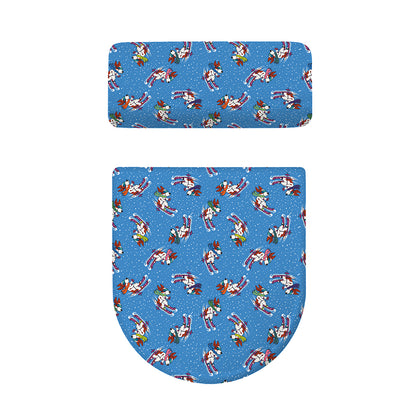 Skiing Dog Pattern Print Toilet Lid And Tank Cover Set