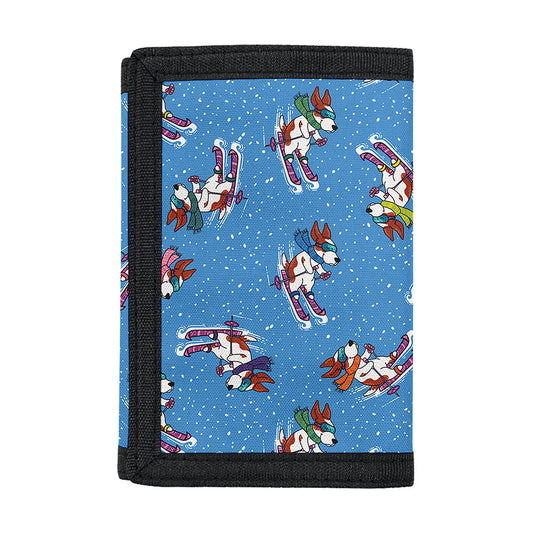 Skiing Dog Pattern Print Trifold Wallet