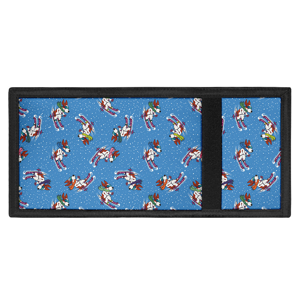 Skiing Dog Pattern Print Trifold Wallet
