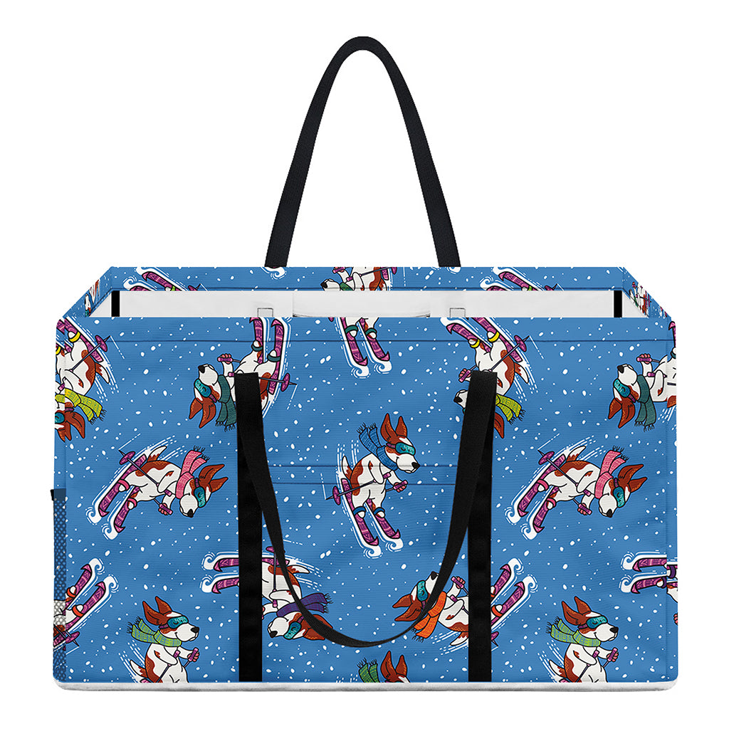 Skiing Dog Pattern Print Utility Tote Bag