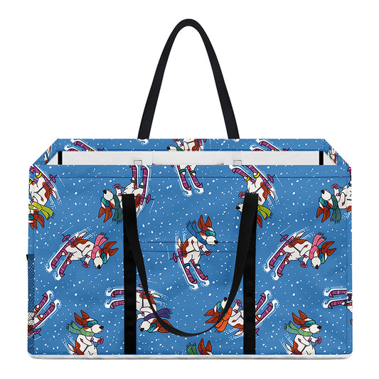 Skiing Dog Pattern Print Utility Tote Bag
