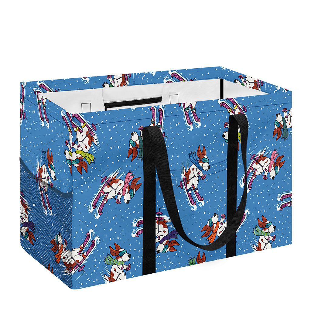 Skiing Dog Pattern Print Utility Tote Bag