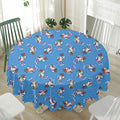 Skiing Dog Pattern Print Waterproof Round Tablecloth
