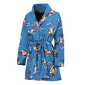 Skiing Dog Pattern Print Women's Bathrobe