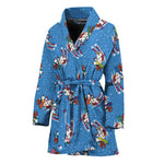 Skiing Dog Pattern Print Women's Bathrobe