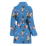 Skiing Dog Pattern Print Women's Bathrobe