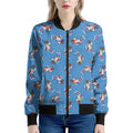 Skiing Dog Pattern Print Women's Bomber Jacket