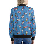 Skiing Dog Pattern Print Women's Bomber Jacket