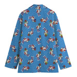 Skiing Dog Pattern Print Women's Cotton Blazer