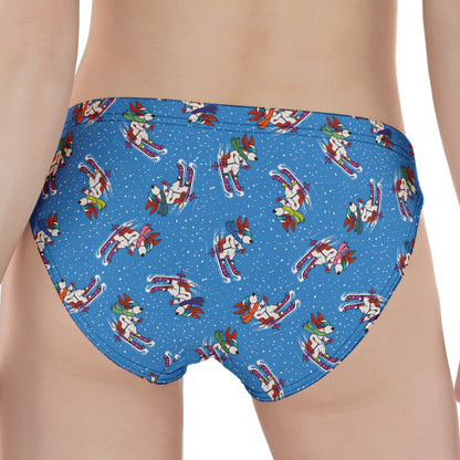 Skiing Dog Pattern Print Women's Panties