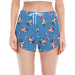 Skiing Dog Pattern Print Women's Split Running Shorts