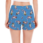 Skiing Dog Pattern Print Women's Split Running Shorts