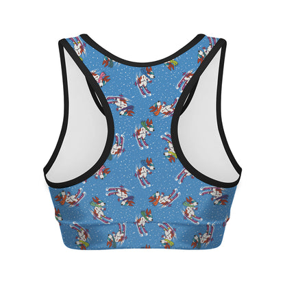 Skiing Dog Pattern Print Women's Sports Bra