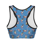 Skiing Dog Pattern Print Women's Sports Bra