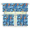 Skiing Equipment Pattern Print 3 Piece Kitchen Curtains