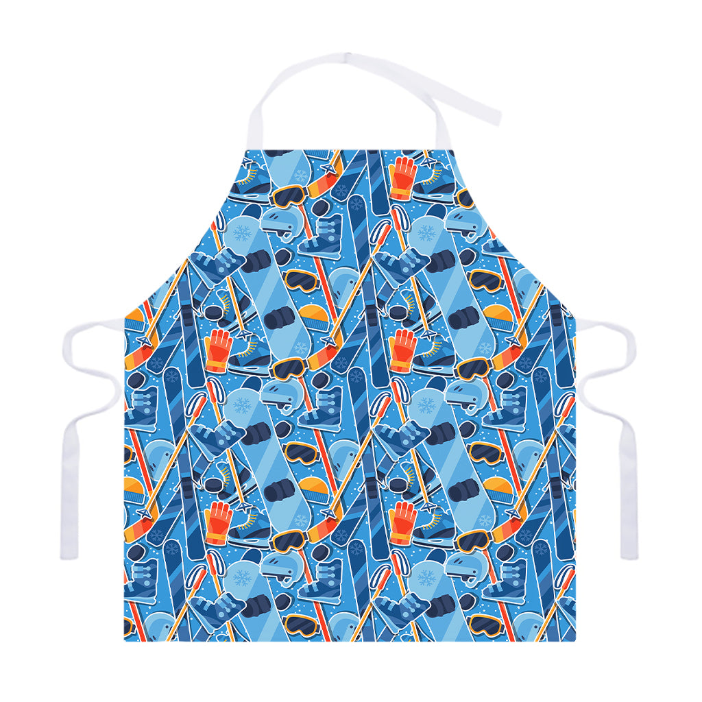 Skiing Equipment Pattern Print Adjustable Apron