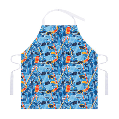 Skiing Equipment Pattern Print Adjustable Apron