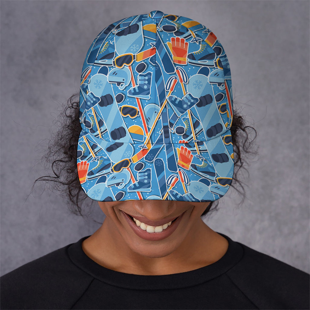 Skiing Equipment Pattern Print Baseball Cap