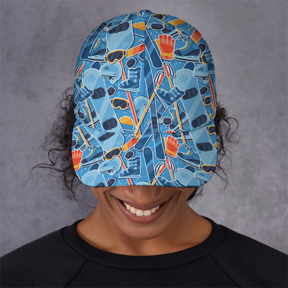 Skiing Equipment Pattern Print Baseball Cap