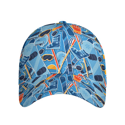 Skiing Equipment Pattern Print Baseball Cap