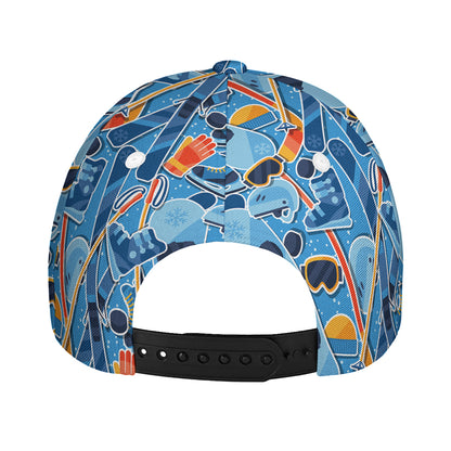 Skiing Equipment Pattern Print Baseball Cap
