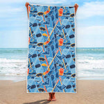 Skiing Equipment Pattern Print Beach Towel