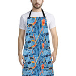 Skiing Equipment Pattern Print Bib Apron With Pocket