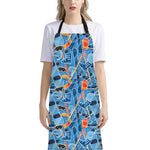 Skiing Equipment Pattern Print Bib Apron With Pocket