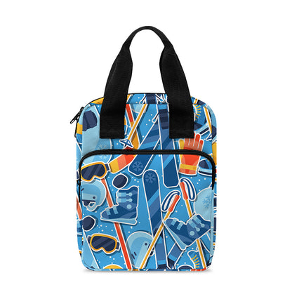 Skiing Equipment Pattern Print Bible Tote Bag